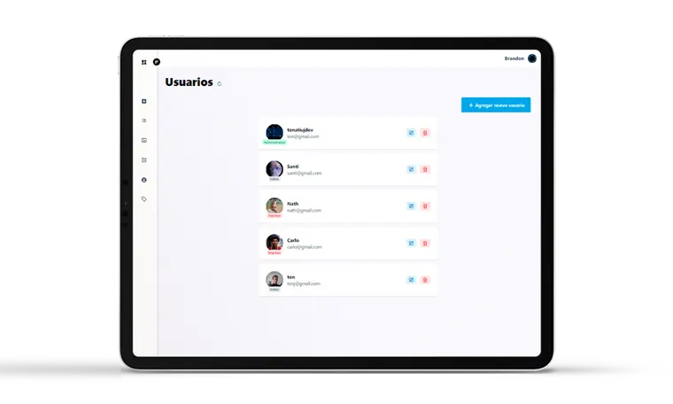 Vista de Admin Sites